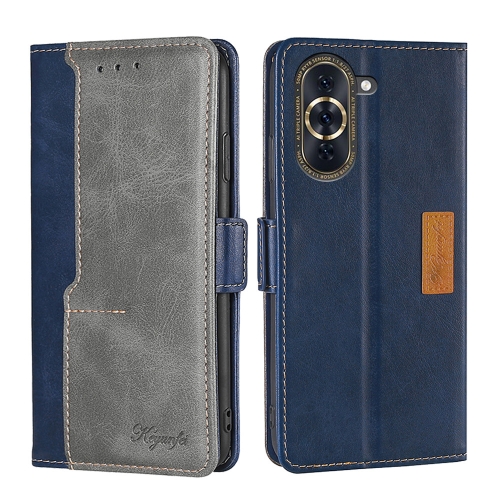 

For Huawei nova 10 Pro Contrast Color Side Buckle Leather Phone Case(Blue+Grey)