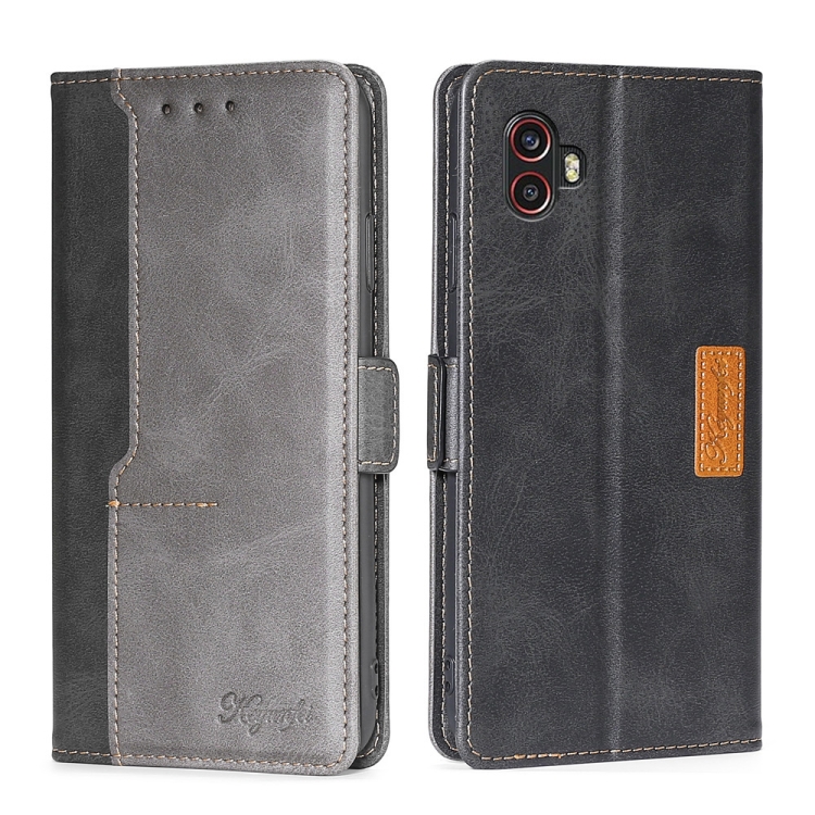 

For Samsung Galaxy Xcover6 Pro / Xcover Pro 2 Contrast Color Side Buckle Leather Phone Case(Black+Grey)