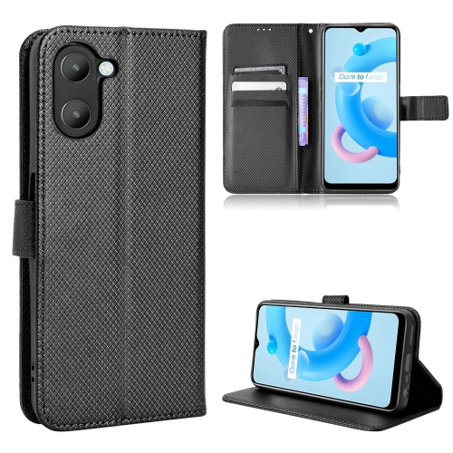 

For Realme V20 5G Diamond Texture Leather Phone Case(Black)