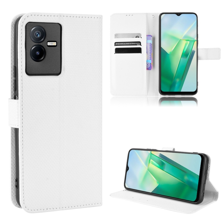 

For vivo T2X 5G Diamond Texture Leather Phone Case(White)