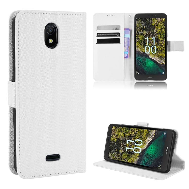 

For Nokia C100 Diamond Texture Leather Phone Case(White)