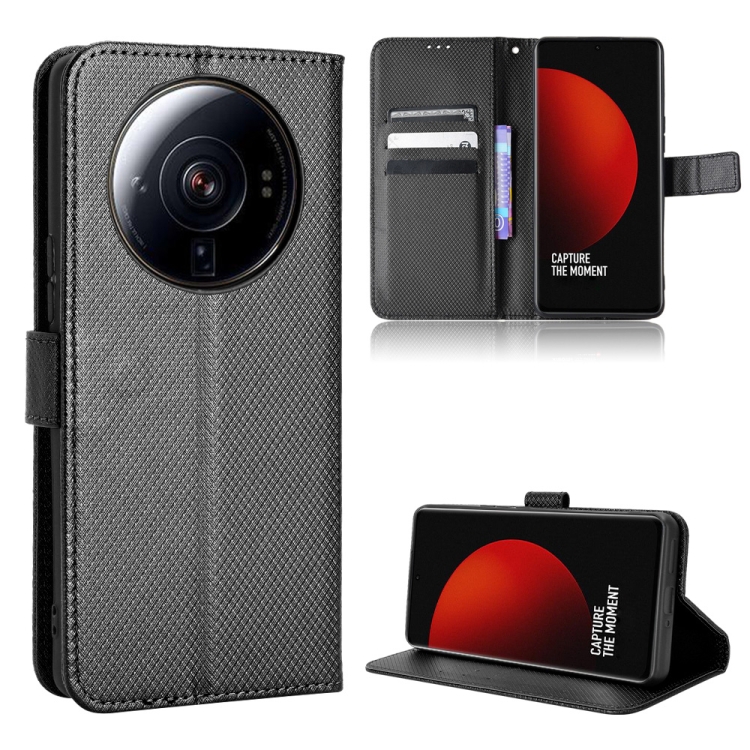 

For Xiaomi 12S Ultra Diamond Texture Leather Phone Case(Black)
