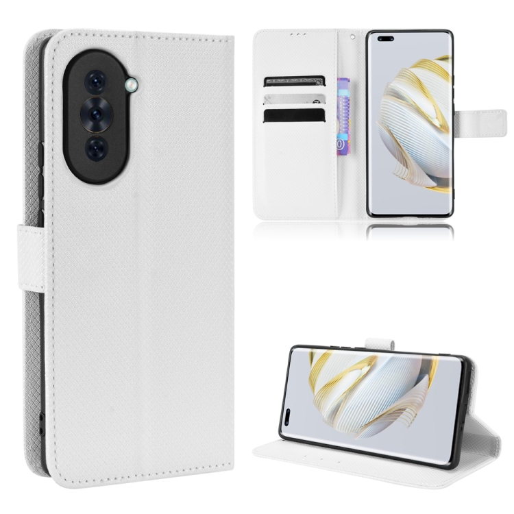 

For Huawei nova 10 Pro Diamond Texture Leather Phone Case(White)