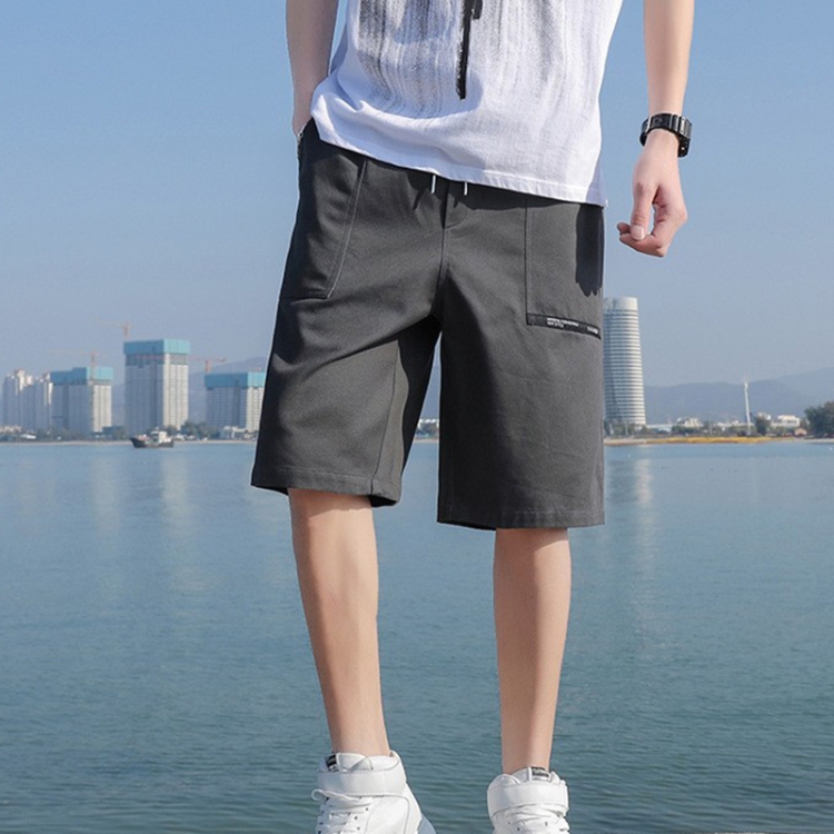 

Summer Loose Cotton Cargo Shorts Five-point Men Pants, Size:M(Grey)