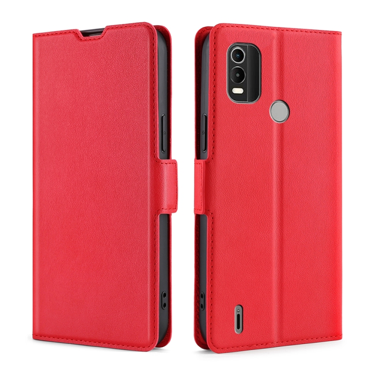

For Nokia C21 Plus Ultra-thin Voltage Side Buckle Horizontal Flip Leather Phone Case(Red)