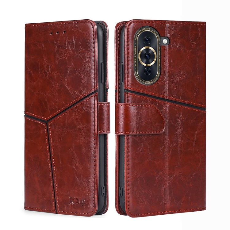 

For Huawei nova 10 Pro Geometric Stitching Horizontal Flip Leather Phone Case(Dark Brown)