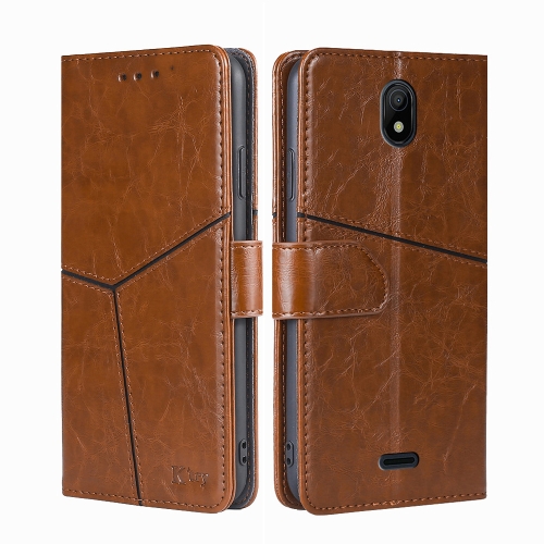 

For Nokia C100 Geometric Stitching Horizontal Flip Leather Phone Case(Light Brown)