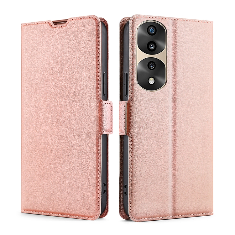 

For Honor 70 Pro/70 Pro+ Ultra-thin Voltage Side Buckle Horizontal Flip Leather Phone Case(Rose Gold)