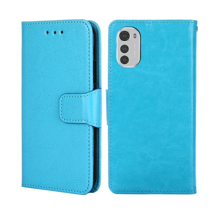 

For Motorola Moto E32 4G Crystal Texture Leather Phone Case(Light Blue)