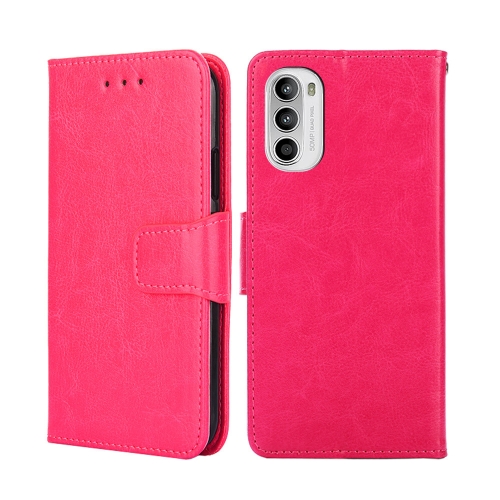 

For Motorola Moto G52 4G/G82 5G Crystal Texture Leather Phone Case(Rose Red)