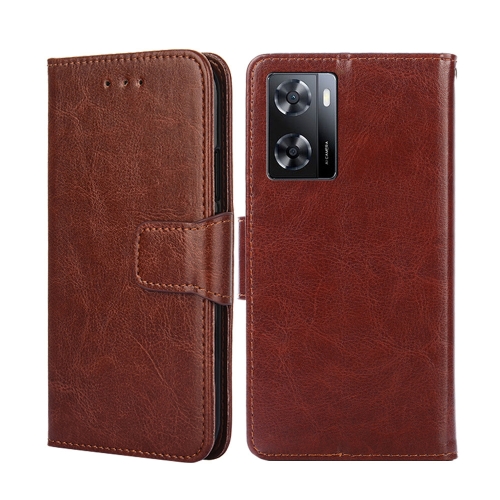 

For OPPO A57 4G 2022 Crystal Texture Leather Phone Case(Brown)