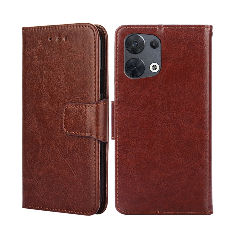 

For OPPO Reno8 5G Crystal Texture Leather Phone Case(Brown)
