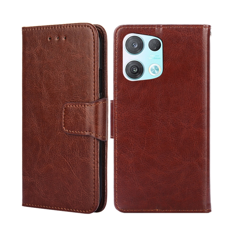 

For OPPO Reno8 Pro 5G Crystal Texture Leather Phone Case(Brown)