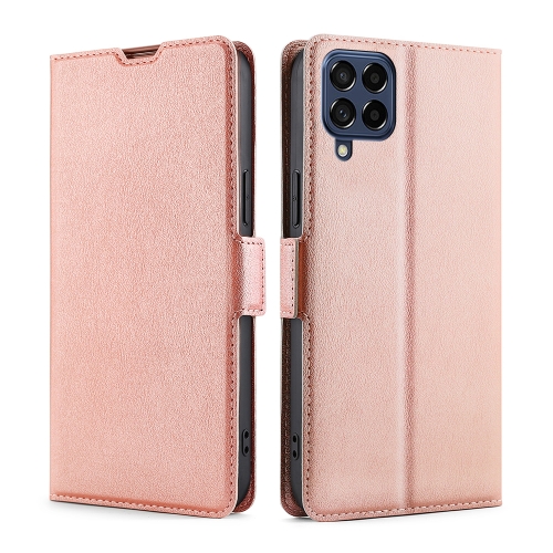 

For Samsung Galaxy M53 5G Ultra-thin Voltage Side Buckle Horizontal Flip Leather Phone Case(Rose Gold)