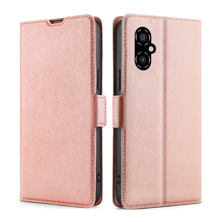 

For Xiaomi Poco M4 5G Ultra-thin Voltage Side Buckle Horizontal Flip Leather Phone Case(Rose Gold)