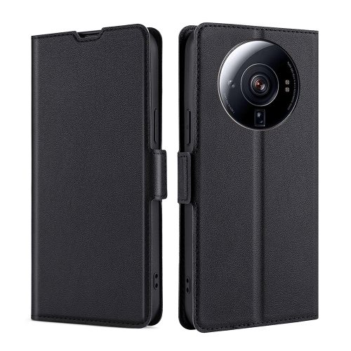 

For Xiaomi 12S Ultra Ultra-thin Voltage Side Buckle Horizontal Flip Leather Phone Case(Black)