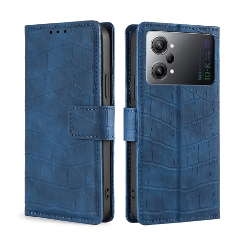 

For OPPO K10 Pro 5G Skin Feel Crocodile Magnetic Clasp Leather Phone Case(Blue)