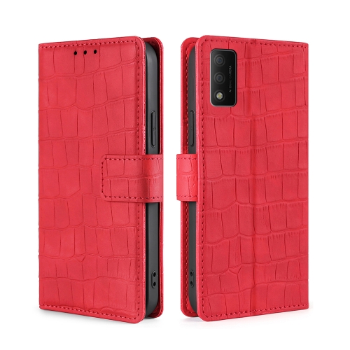 

For TCL 30T T603DL Skin Feel Crocodile Magnetic Clasp Leather Phone Case(Red)