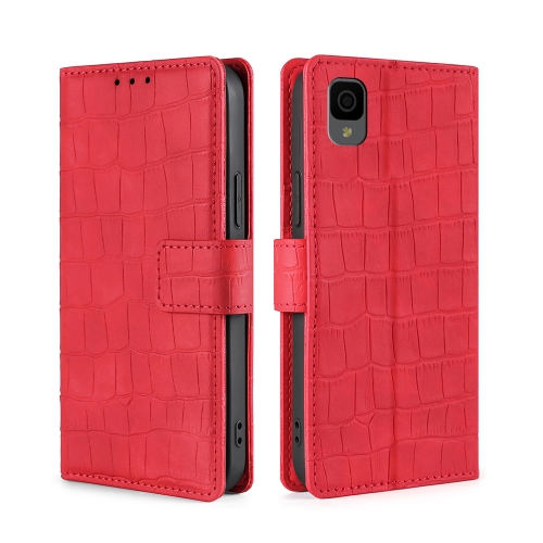 For TCL 30Z T602DL Skin Feel Crocodile Magnetic Clasp Leather