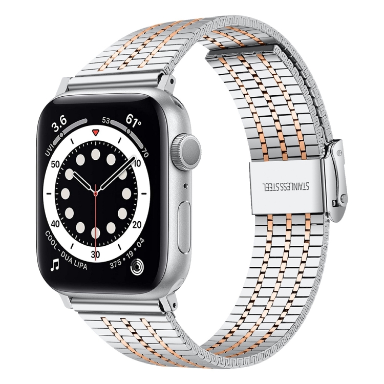 

Steel Watch Band For Apple Watch Series 8&7 41mm / SE 2&6&SE&5&4 40mm / 3&2&1 38mm(Silver and Rose Gold)