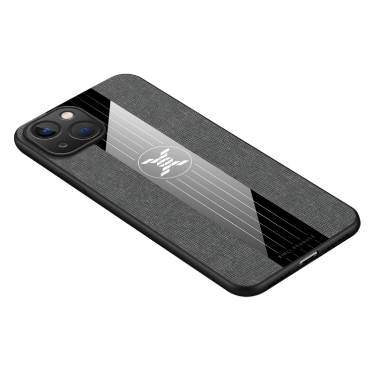 

XINLI Stitching Cloth Textue TPU Phone Case For iPhone 14 Max(Grey)