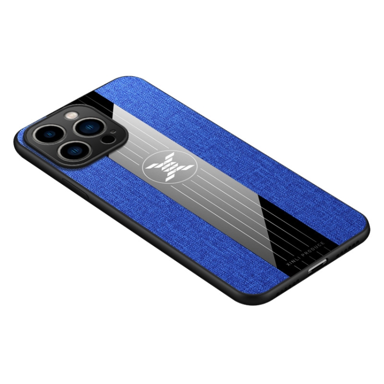 

XINLI Stitching Cloth Textue TPU Phone Case For iPhone 14 Pro Max(Blue)
