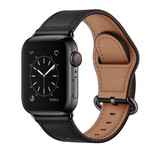 

Genuine Leather Watch Band For Apple Watch Ultra 49mm&Watch Ultra 2 49mm / Series 9&8&7 45mm / SE 3&SE 2&6&SE&5&4 44mm / 3&2&1 42mm(Black)