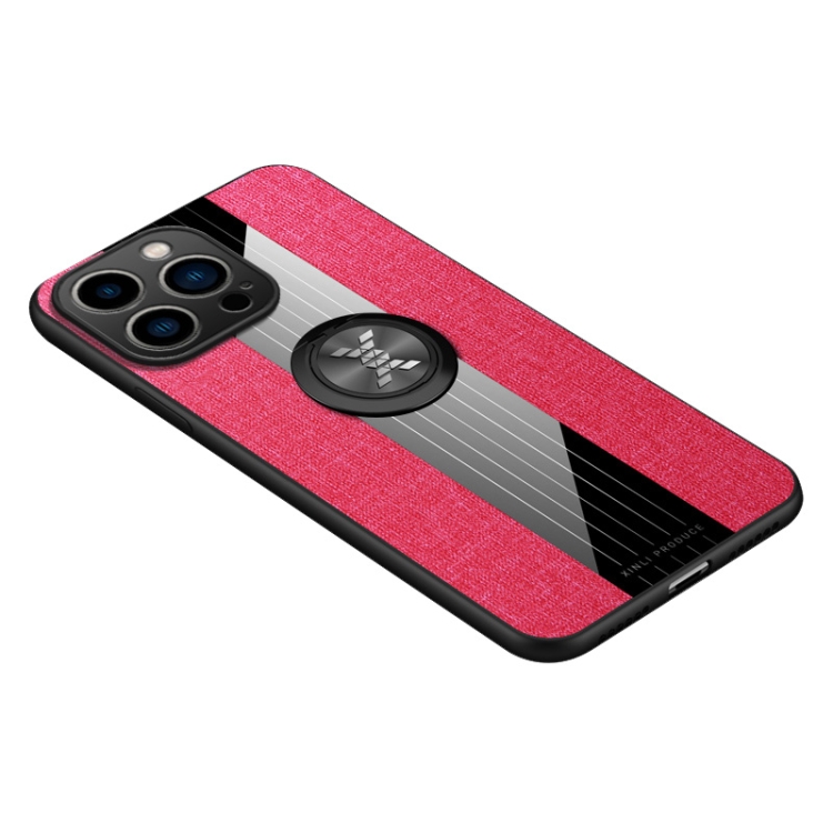 

For iPhone 14 Pro Max XINLI Stitching Cloth Textue Ring Holder TPU Case (Red)
