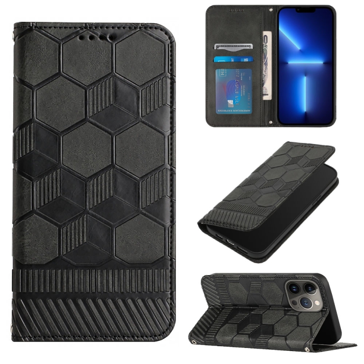

Football Texture Magnetic Leather Flip Phone Case For iPhone 13 Pro Max(Black)