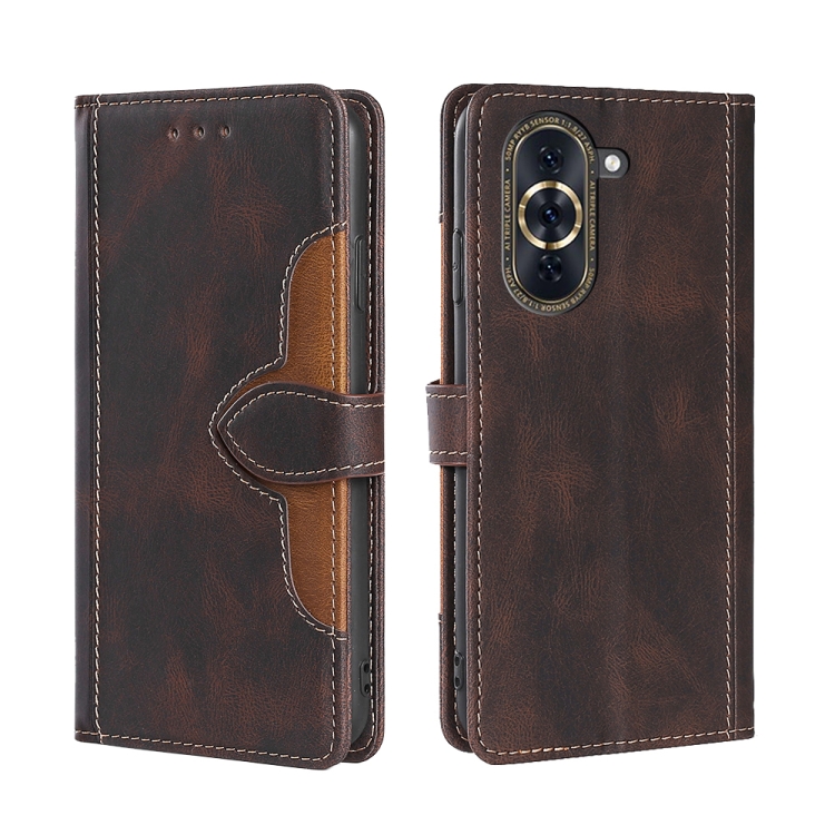 

For Huawei nova 10 Pro Skin Feel Magnetic Buckle Leather Phone Case(Brown)