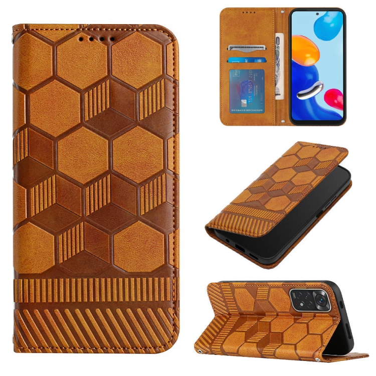 

For Xiaomi Redmi Note 11 Global 2022 / Note 11S 4G Football Texture Magnetic Leather Flip Phone Case(Khaki)