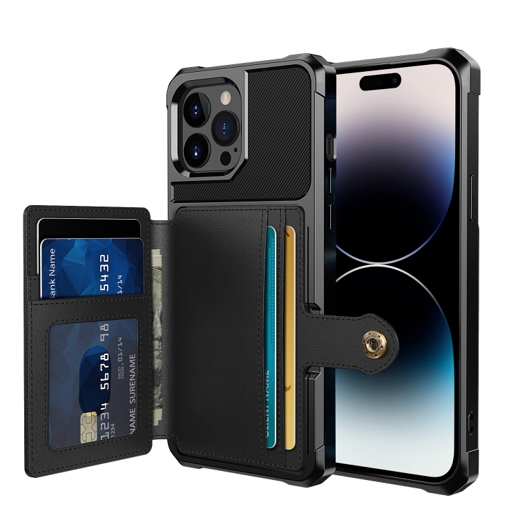 

For iPhone 14 Pro Magnetic Wallet Card Bag Leather Phone Case(Black)