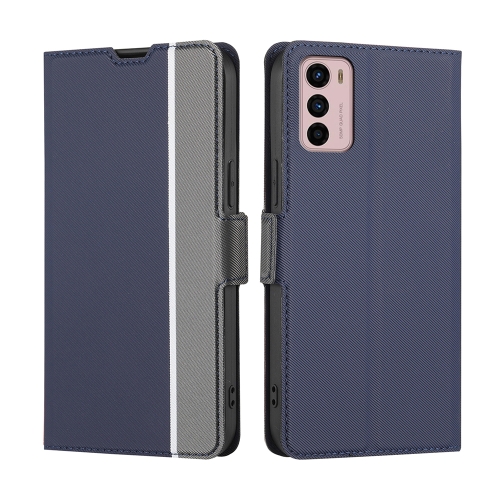 

For Motorola Moto G42 Twill Texture Side Button Leather Phone Case(Blue)