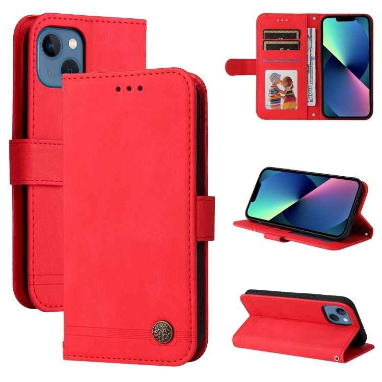 

For iPhone 14 Skin Feel Life Tree Leather Case (Red)