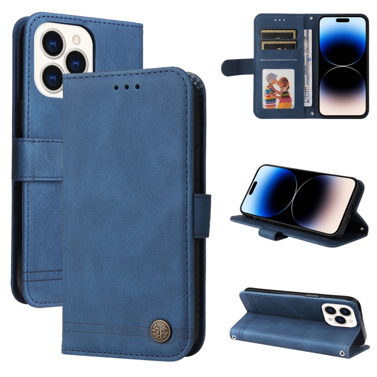 

Skin Feel Life Tree Leather Case For iPhone 14 Pro Max(Blue)