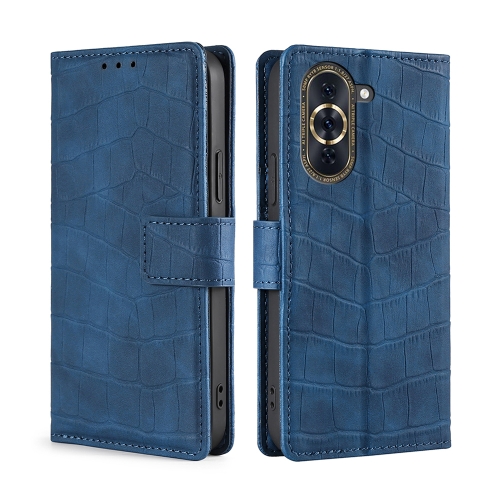 

For Huawei nova 10 Pro Skin Feel Crocodile Magnetic Clasp Leather Phone Case(Blue)