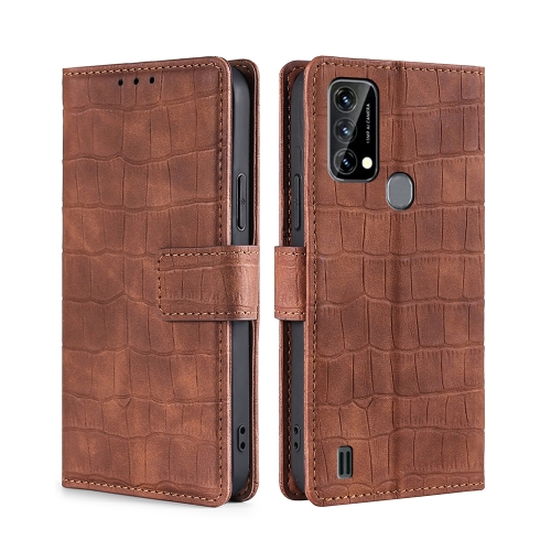 

For Blackview A50 Skin Feel Crocodile Magnetic Clasp Leather Phone Case(Brown)