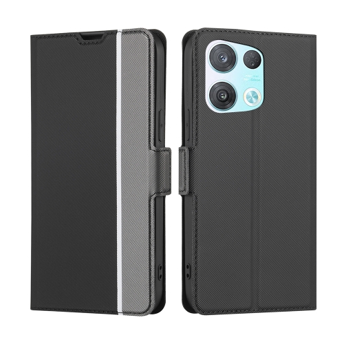 

For OPPO Reno 8 Pro 5G Twill Texture Side Button Leather Phone Case(Black)