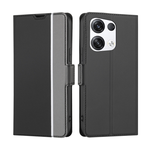 

For OPPO Reno 8 Pro+ 5G Twill Texture Side Button Leather Phone Case(Black)