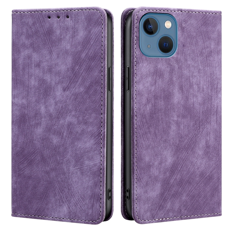 

RFID Anti-theft Brush Magnetic Leather Phone Case For iPhone 12(Purple)