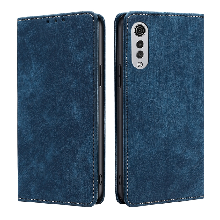 

For LG Velvet RFID Anti-theft Brush Magnetic Leather Phone Case(Blue)