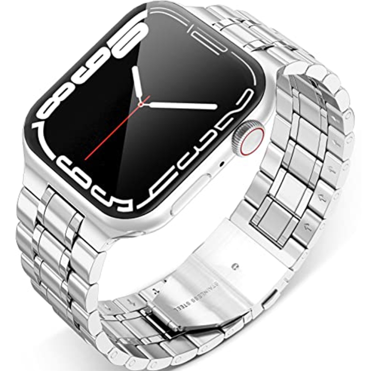 

5-bead Stainless Steel Watch Band For Apple Watch Series 8&7 41mm / SE 2&6&SE&5&4 40mm / 3&2&1 38mm(Silver)