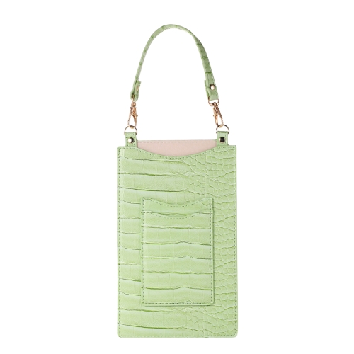 

Stone Texture Card Holder Mobile Phone Bag with Short Strap(Green)