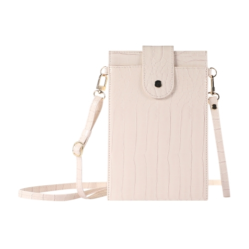 

Stone Texture Card Holder Mobile Phone Bag with Long Strap(Beige)