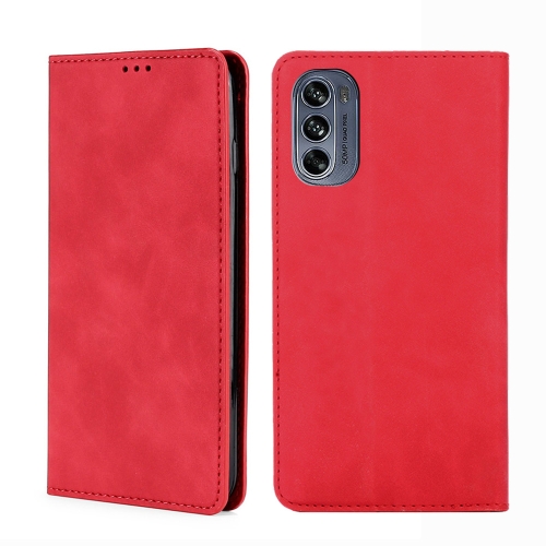 

For Motorola Moto G62 5G Skin Feel Magnetic Horizontal Flip Leather Phone Case(Red)