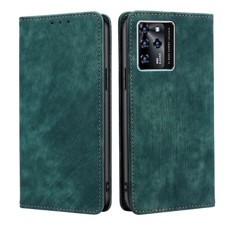 

For ZTE Blabe V30 RFID Anti-theft Brush Magnetic Leather Phone Case(Green)