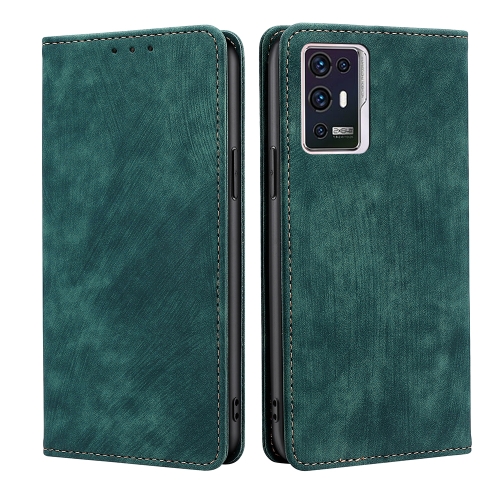 

For ZTE Axon 30 Pro RFID Anti-theft Brush Magnetic Leather Phone Case(Green)