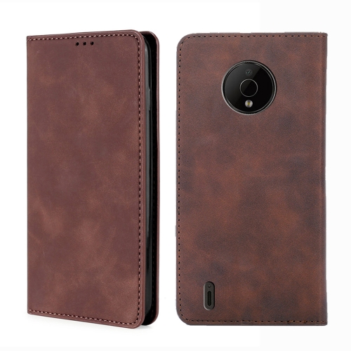 

For Nokia C200 Skin Feel Magnetic Horizontal Flip Leather Phone Case(Dark Brown)
