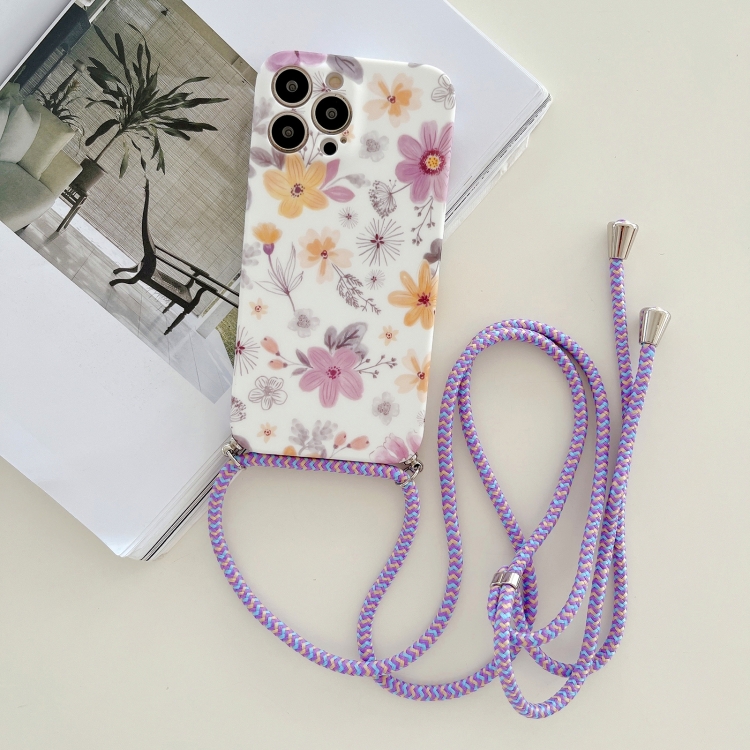 

Lanyard Small Floral TPU Phone Case For iPhone 12(Purple)