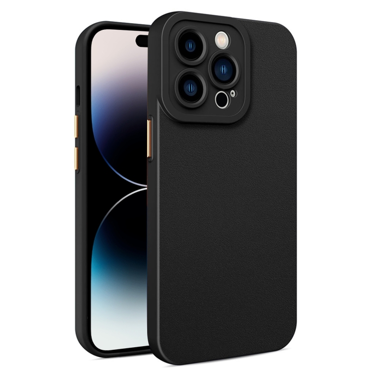 

For iPhone 14 Pro Leather Texture TPU Phone Case(Black)